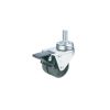 Ruota PLD supporto girevole a perno filettato con freno con ruote doppie 50 x 17 mm