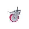 Ruota NPU supporto girevole perno filettato con freno 125 x 35 mm