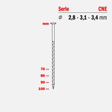 Chiodi a testa tonda in barre serie CNE (elicoidali)