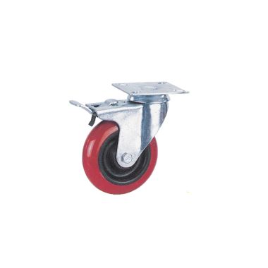 Ruota PPL supporto girevole a piastra con freno 100 x 30 mm